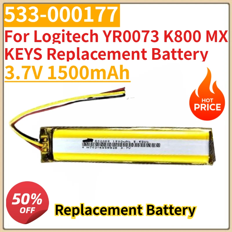 

High Quality New 3.7V 1500mAh Keyboard Battery 533-000177 For Logitech YR0073 K800 MX KEYS Replacement Battery