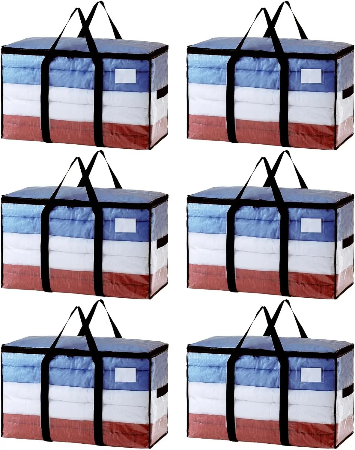 

Очень большие прозрачные сумки для переезда, 6 штук, прочные контейнеры с окном и ручками для экономии места при хранении