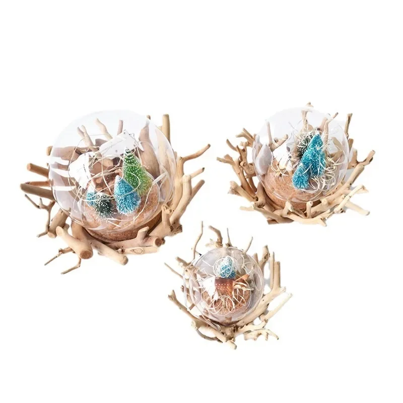 

Living room TV cabinet wine cabinet desktop ornament luminous Christmas ball solid wood decoration desk micro landscape