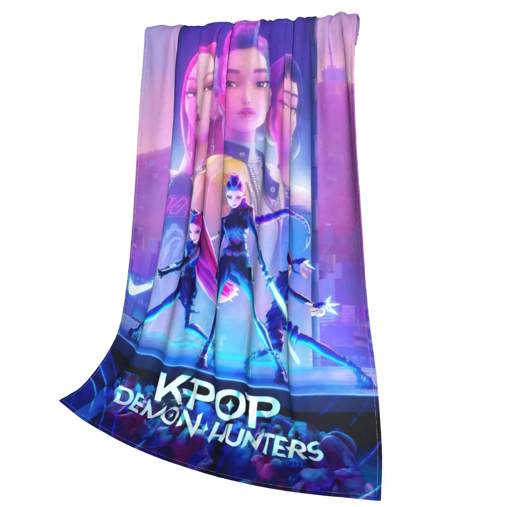 بطانية Kpop D-emon Hun-ter اللطيفة، هدية ممتعة من kpop، بطانية مريحة من K-pop Demon Hunters Huntrix، مستوحاة من الرسوم المتحركة، بطانية مستوحاة من Huntrix