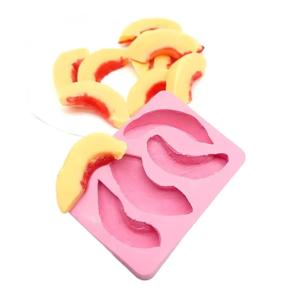 

Peach Slices Silicone Mold - Wax, Resin, Soap, Realistic Flexible - Turquoise Blue - Baking Molds