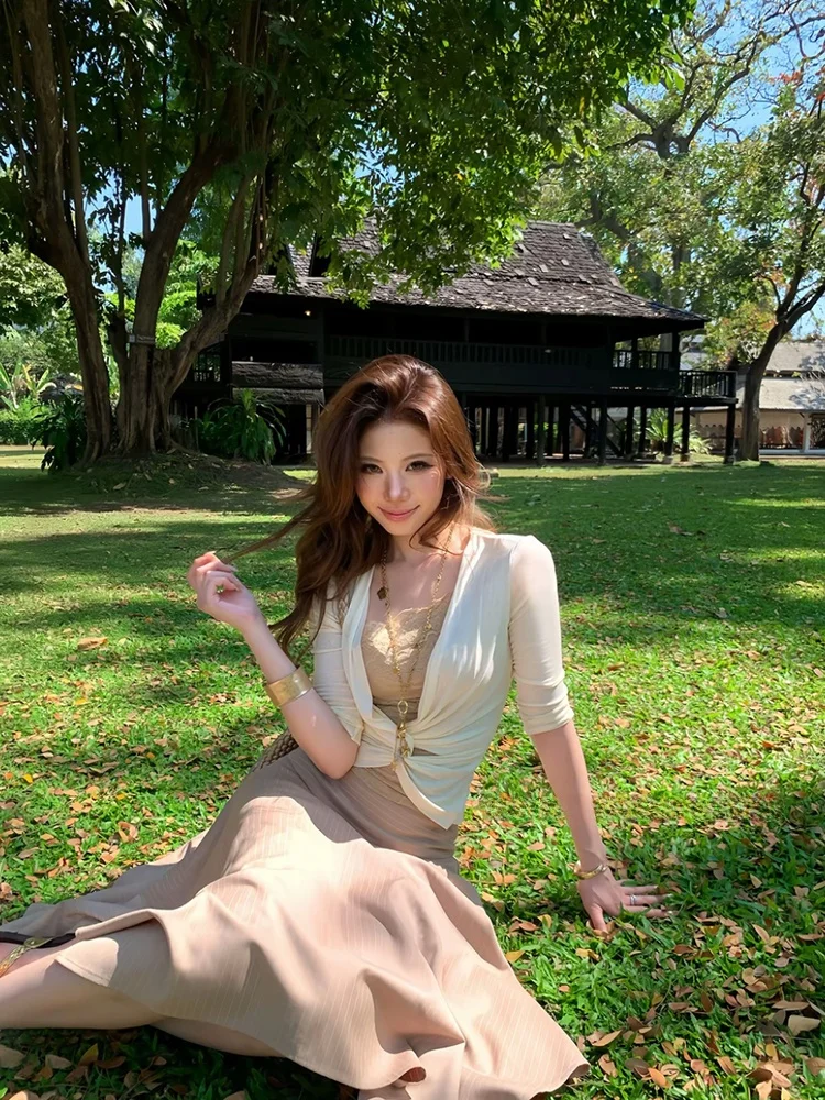 

Elegant N13 SYXATN Women's Fashion Set High Intelligence Sensation Asymmetrical Skirt Ensemble Spring Casual Chic Style