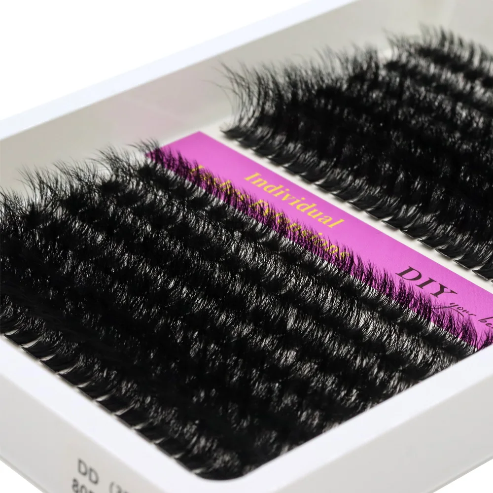 3D Fluffy Segmented False Eyelashes, Mixed Length, 10-18mm, CC, D, DD Curly, DIY Tufted Eyelashes, 40D, 60D, 80D, 100D