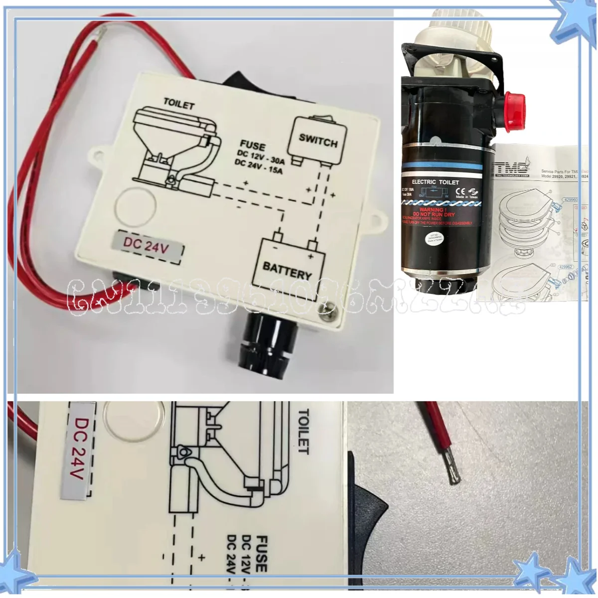 Electric Yacht Marine Toilet Pump 12V24V Toilet Motor Motor Crushing Pump Toilet Switch Impeller