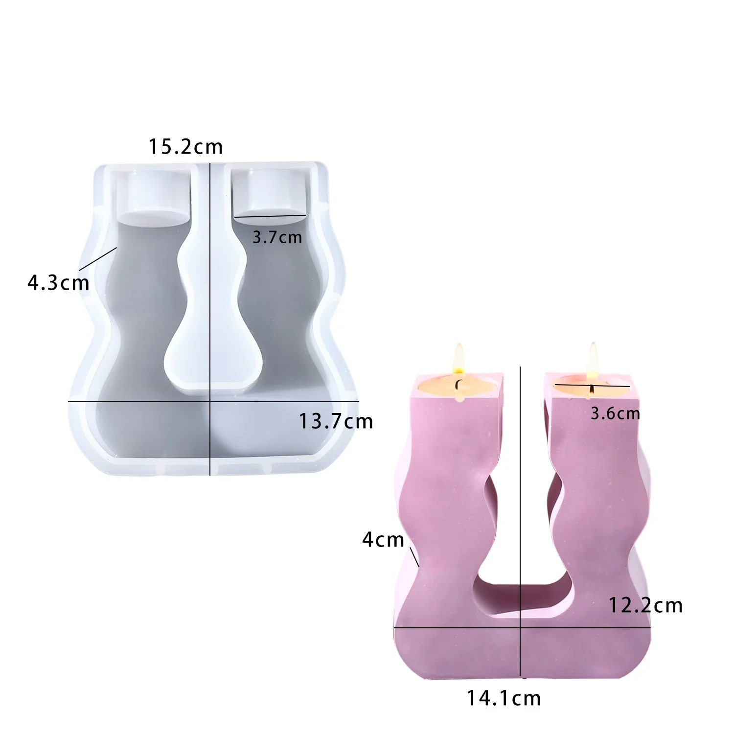 DIY epoxy resin mold U-shaped curve candle holder silicone mold for plaster candle decorations