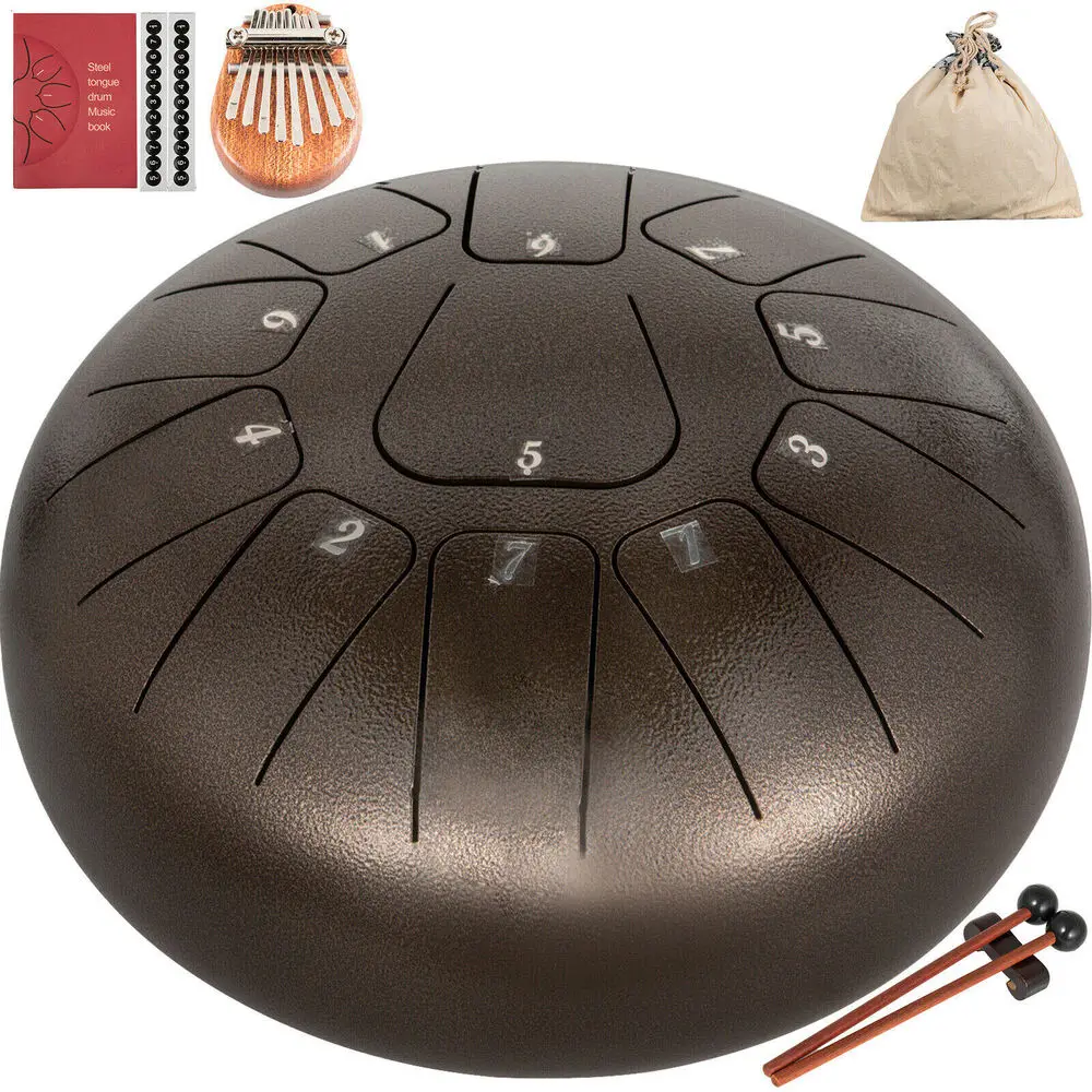 Steel Tongue Drum 8 Inch 11 Notes w/Drum Mallets Best Gift for Adult & Kids