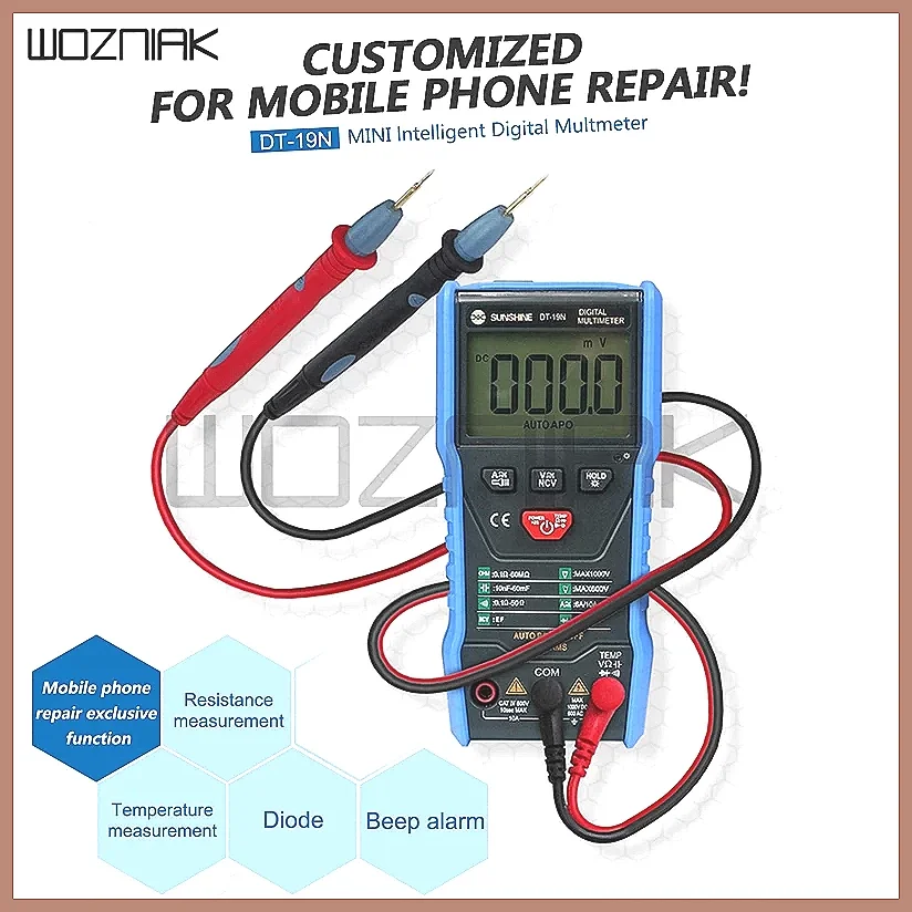High Precision Digital Multimeter DT-19N, Mini Smart Voltmeter for AC/DC Voltage Current Test