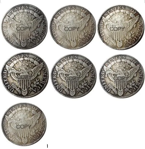 US A Set Of(1798-1804) 7pcs Draped Bust Dollar Heraldic Eagle Silver Plated Copy Coin