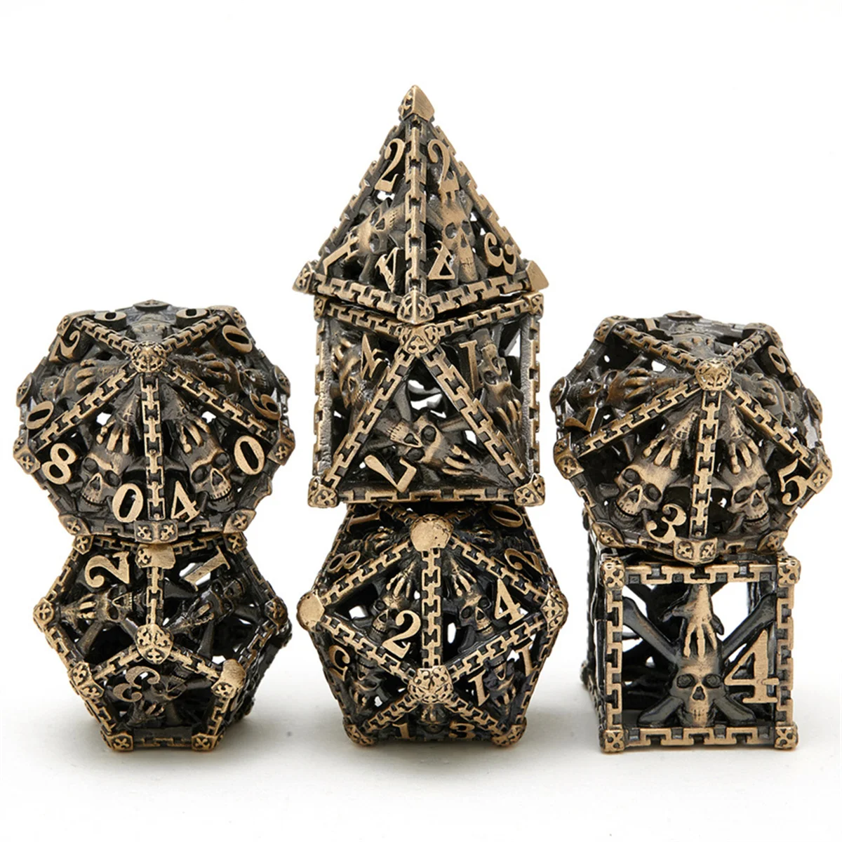 Halloween Ghost Hand Dice DND, 7-piece Multi-faceted Metal Dice, Metal Set D&D, Suitable for Role-playing Games and Parties