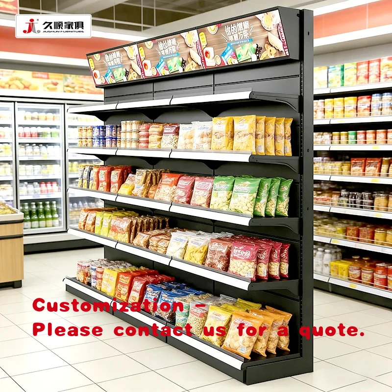 custom.Jiushun Sturdy Wall-Mounted Advertising Exhibition Shelves Supermarket Retail Stores and Groceries Display