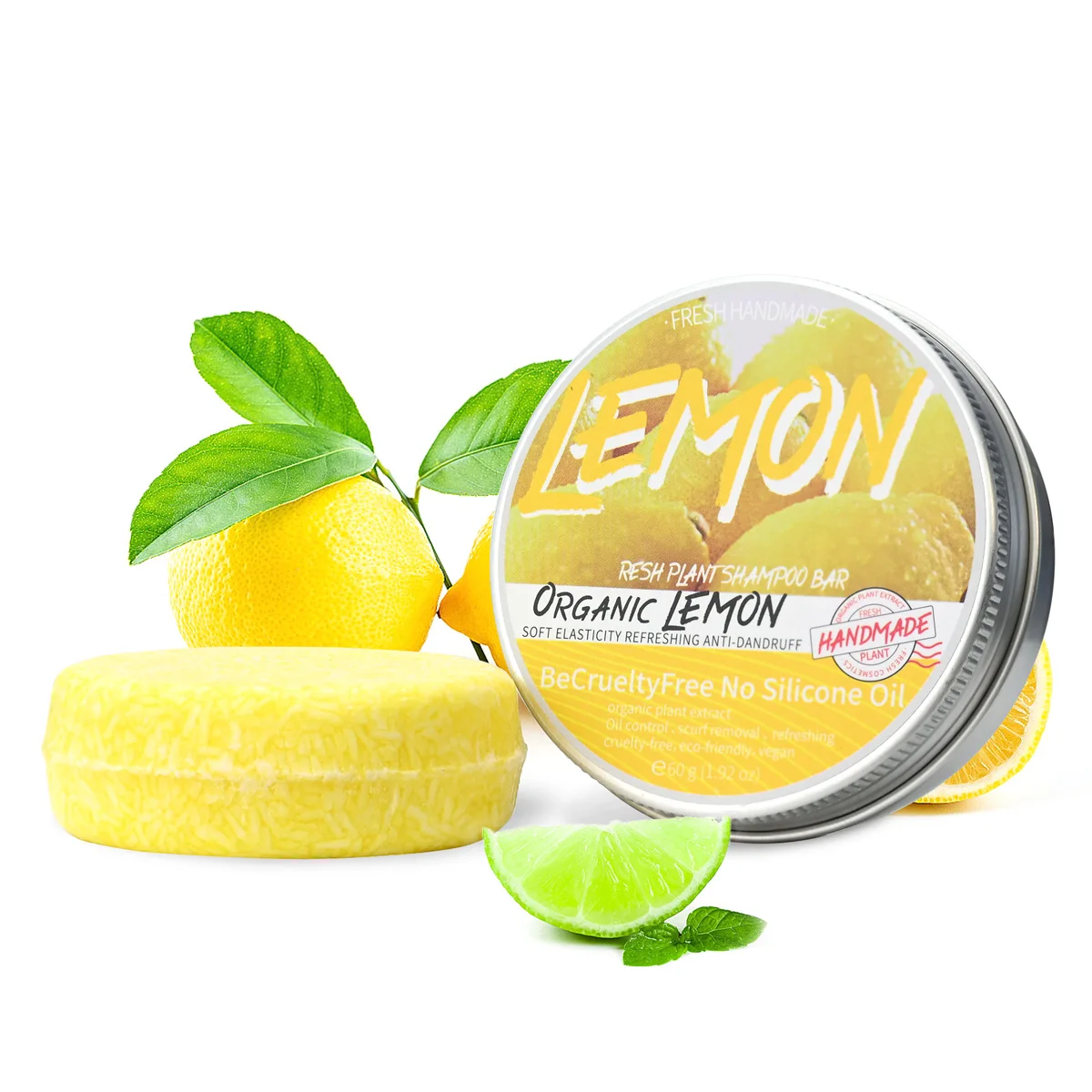 60g Natural Organic Lemon Extract Shampoo Stick for Moisturizing and Effective Cleaning Solid Shampoo
