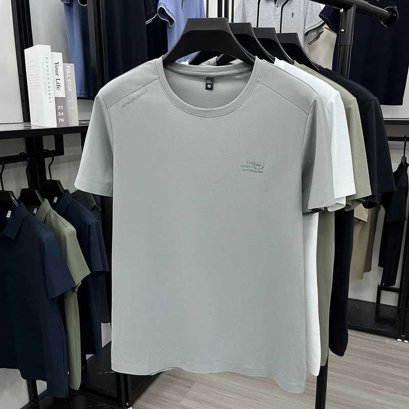 

Высокое качество бренда короткий рукав мужская футболка новая мода письмо тисненные лето воздухопроницаемость случайный круглый воротник чистый цвет верхний