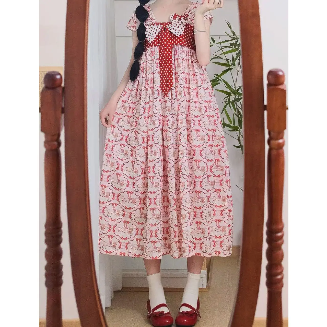 

Japan New Chinese Style Chest-High Element Pure Cotton Dress Chinese Style Summer Daily Dress
