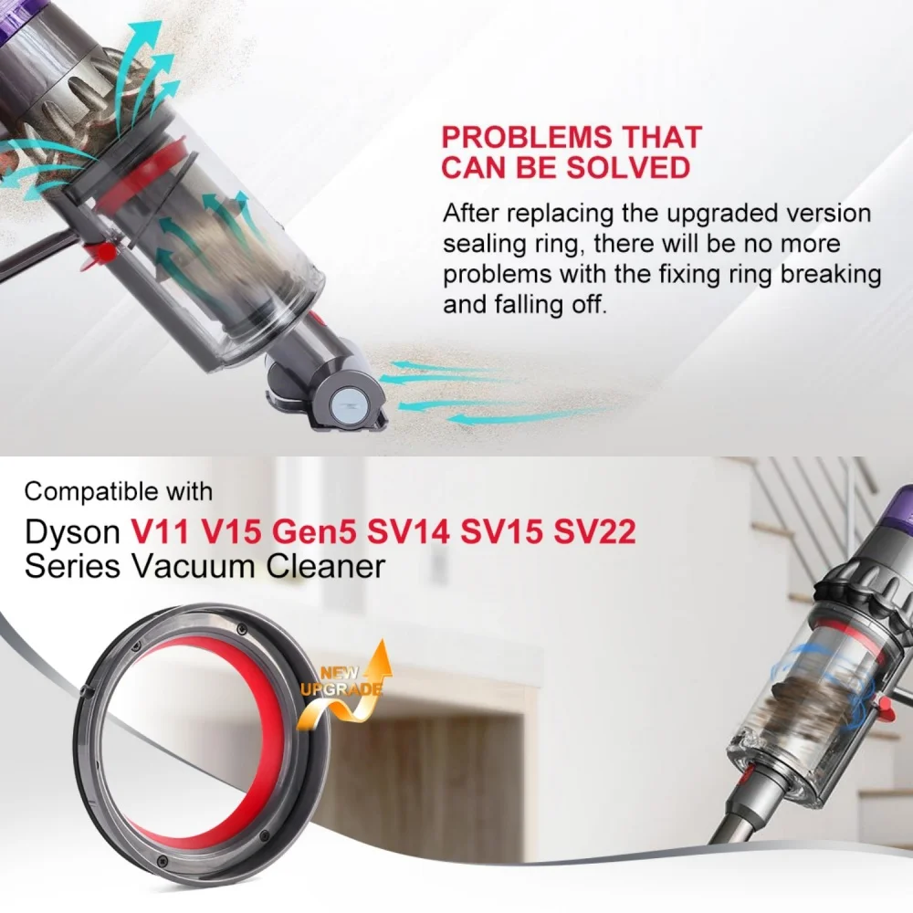 Upgraded Reinforced Seal Compatible with Dyson V11 V15 Gen5 SV14 SV15 SV22 Vacuum Cleaner Canister Replacement Accessories