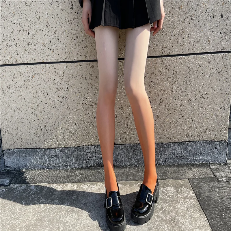 Summer Women’s Gothic Velour Ombre Sheer Tights Gradient Candy Color Pantyhose Gradual Change Sexy Contrast Color Thin Stockings