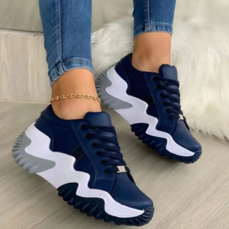 Women's Sneakers Spring Autumn Solid color Fashion Casual Shoes for Women Platform Lace Up Vulcanized Shoes Zapatillas De Mujer