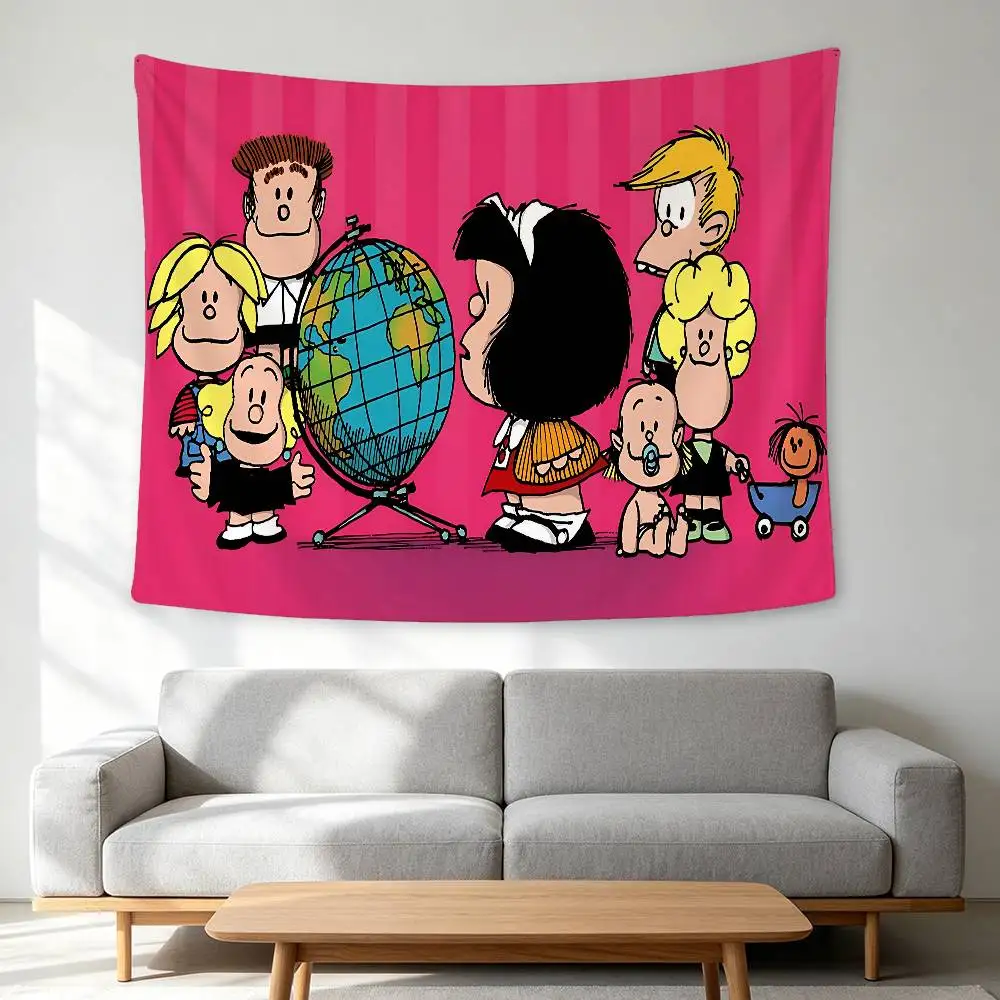 M-Mafalda Girl Wall Hanging Tapestry Wall Hanging Psychedelic Hippie Tapestry Bedroom Decoration