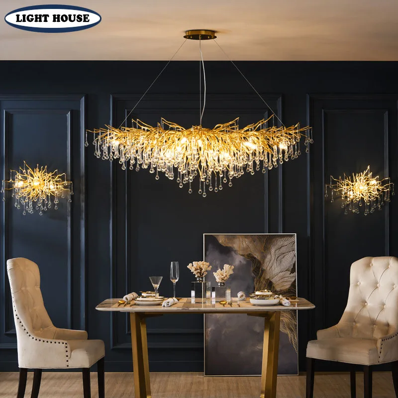 

Postmodern Crystal Ceiling Light Living Room LED Luxury Kitchen Hotel Villa Home Decoration Lamp