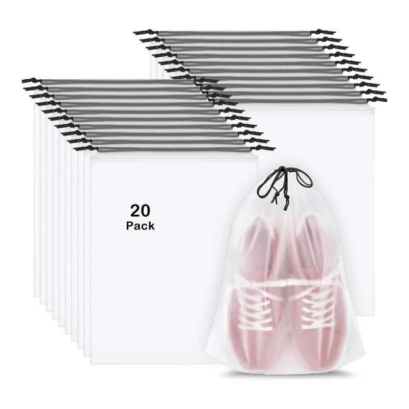 20PCS Portable Shoe Drawstring Eco Storage Bag For Travel Makeup Bag Waterproof Transparent Plastic Storage Bag