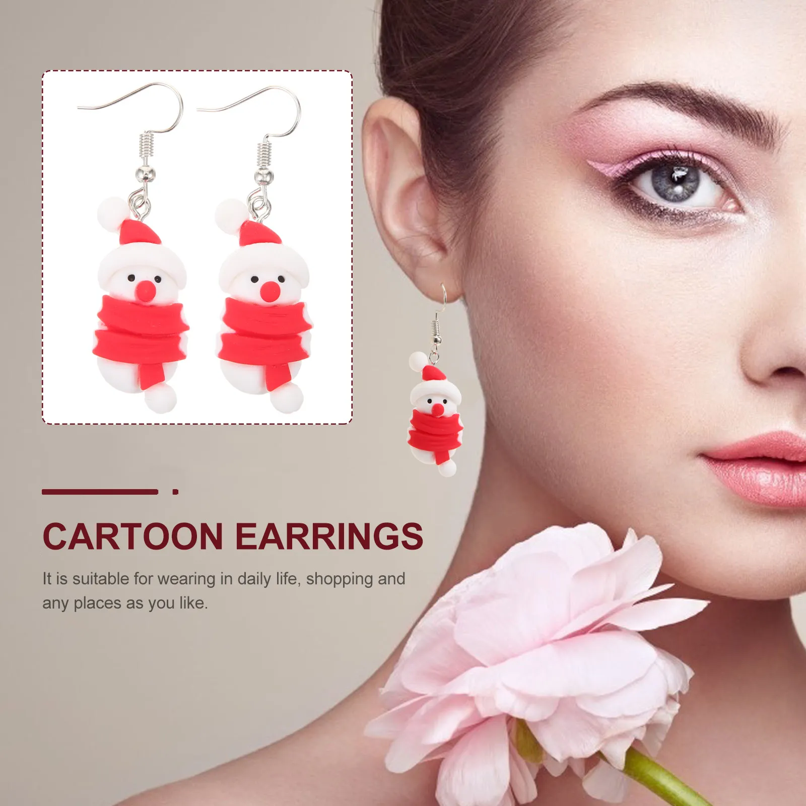1Pair Cartoon Snowman Earrings Creative Fashion Jewelry for Women Christmas Daily Wear Unique Polymer Clay Cartoon Earrings