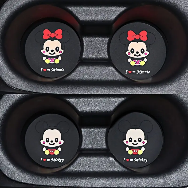 

2pcs Disney Mickey Mouse Car Coaster Anime Auto Cup Holder Anti Slip Mat Cartoon Minnie Mouse Cup Pad Auto Interior Decoration