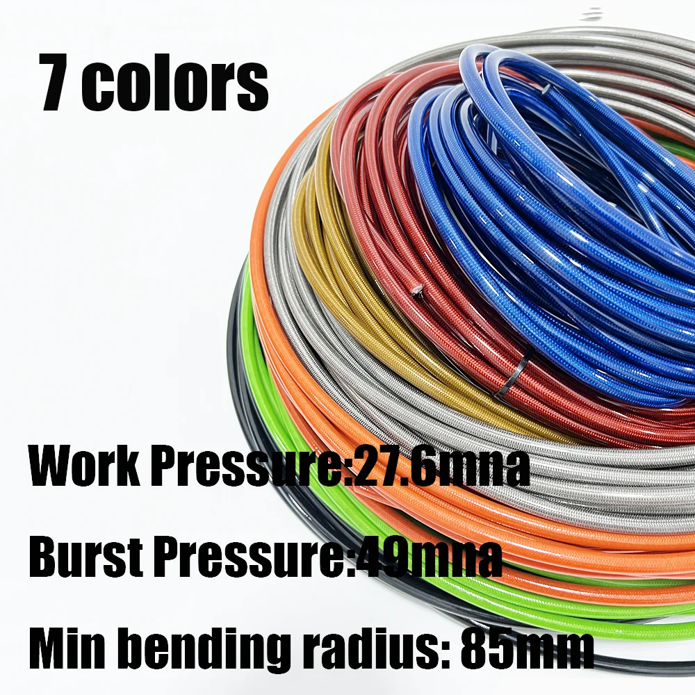 AN3 1M~10M Motorcycle Braided PU 304 Stainless Steel PTFE/Nylon Brake Pipe Line Hose Brake Line Fuel Tube Pipe Racing Brake Hose