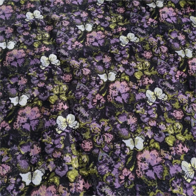Thick abstract oil painting style jacquard fabric woven women's