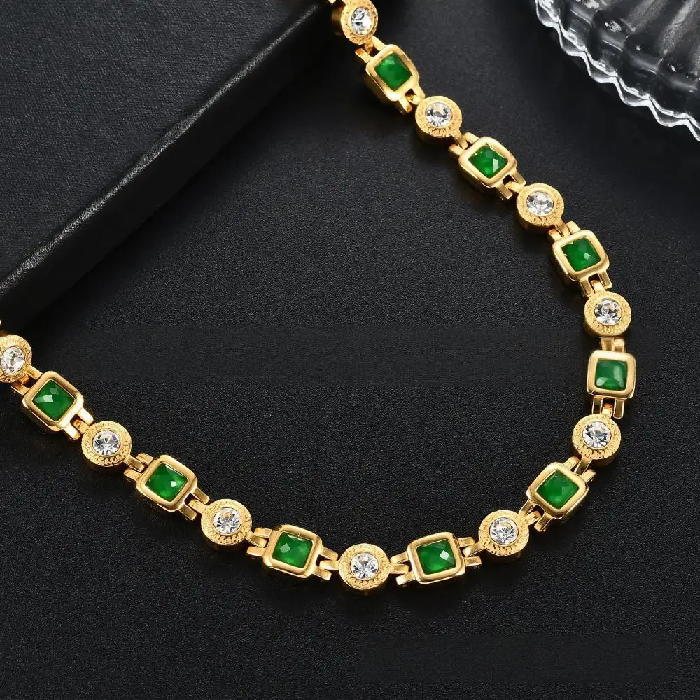 ARADOO Affordable Luxury Titanium Steel Collar Necklace for Women with Cubic Zirconia Crystal Holiday Gift