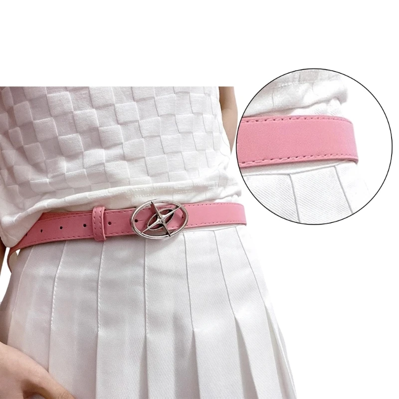 Skinny Waist Chain Simple Round Buckle for Women Proms Banquets Party