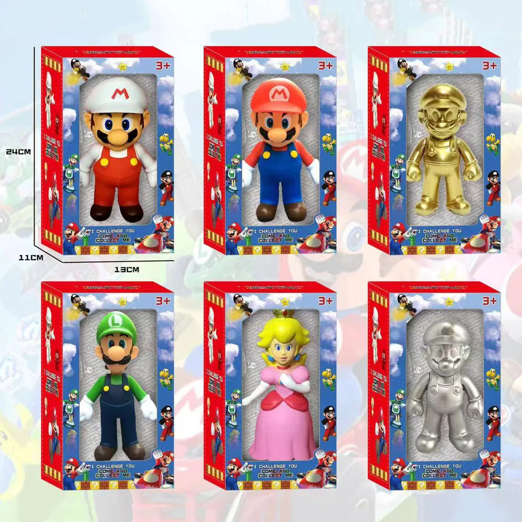 Vinile da 7 pollici Mario Luigi PVC Statua Action Figurine da scrivania da collezione Anime Modello Giocattoli Figure Regalo 1 PZ Casuale