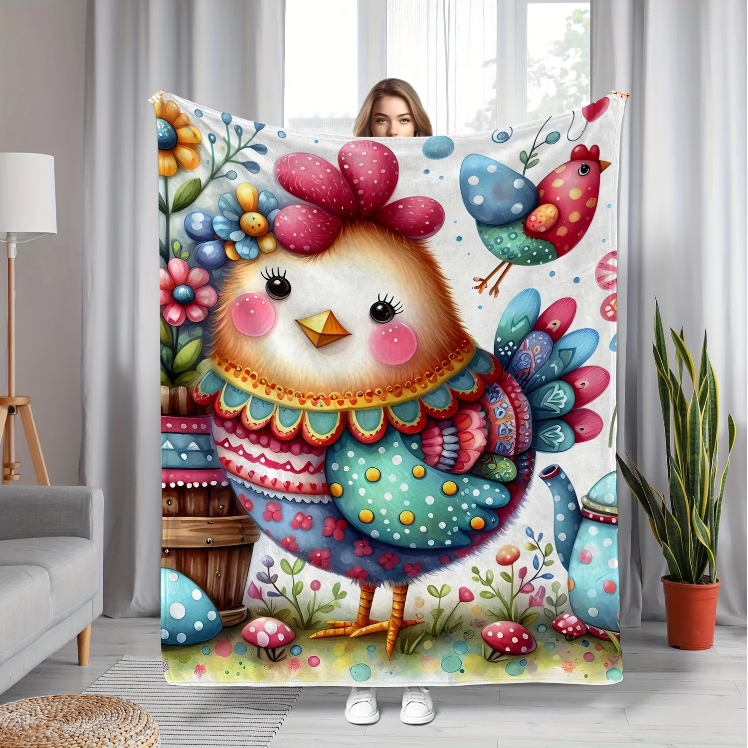 

Фланелевое одеяло с рисунком курицы, подходящее для всех сезонов, подходящее для гостиной, офиса, дивана и путешествий.