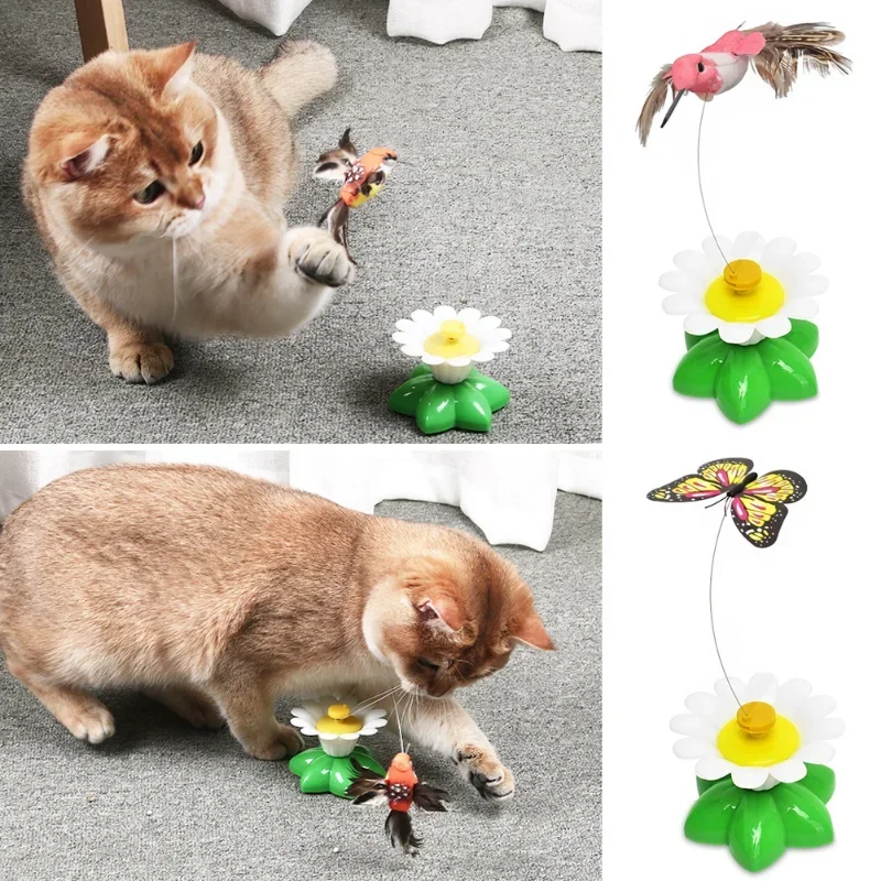 1PC Electric Butterfly Cat Toy - Automatic Rotating Flying Hummingbird, Funny Intelligence Training Pet Toys (Random Color)