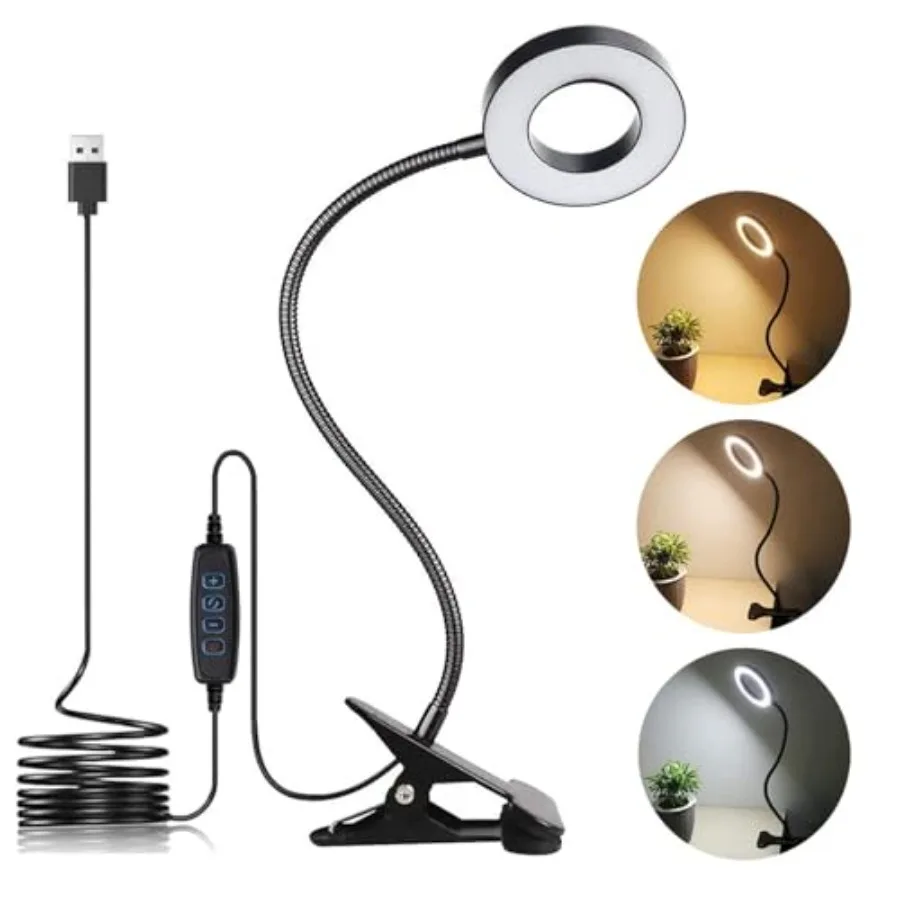 

Clip on Light LED Reading Book Study Lamp 3 Color Modes 10 Brightness Eye Protection 360° Flexible Gooseneck Student Dormitory