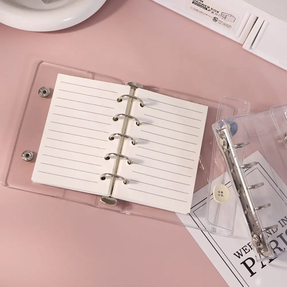 Fashion Transparent M5 binder Multiple Colors 5-hole Loose leaf notebook double-buckle PVC Mini binder Gift