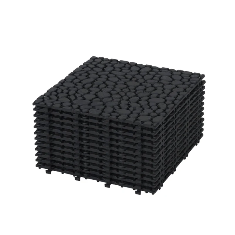 

12 X 12 Inch Black Interlocking Deck Tiles Plastic Waterproof Outdoor All Weather Anti-slip Bathroom Shower Balcony Porch Str