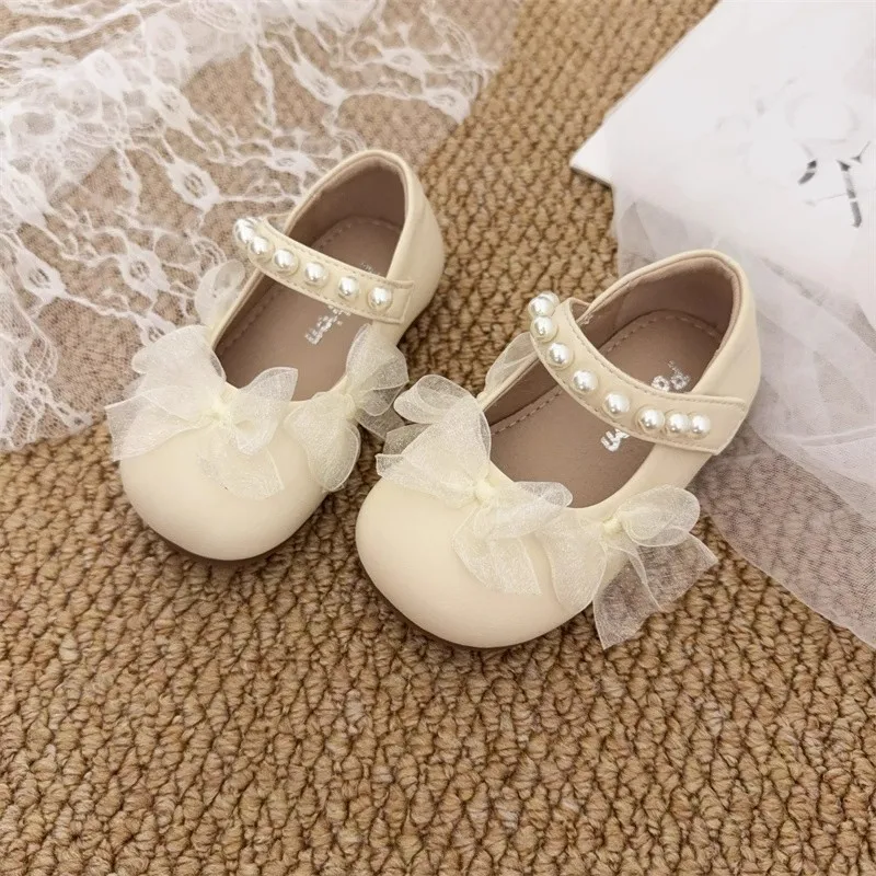 

Sweet Princess Girls Leather Shoes Fashion Lace Bowknot Kids Wedding Party Shoes Toddlers Versatile Children Ballet Flat Shoes