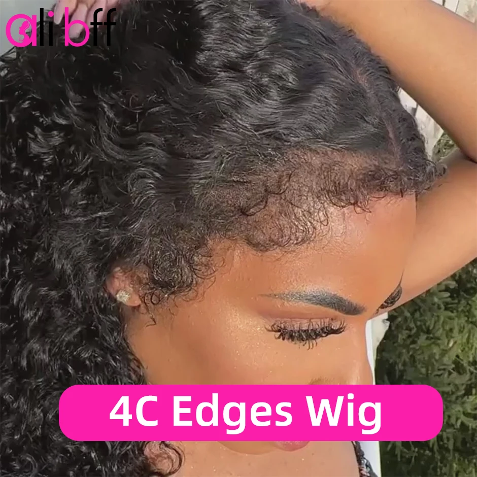 Most Natural Type 4C Hairline Undetectable 4x4 HD Lace Front Wigs With Curly Edges Human Hair Wigs For Women Kinky Curly Wig