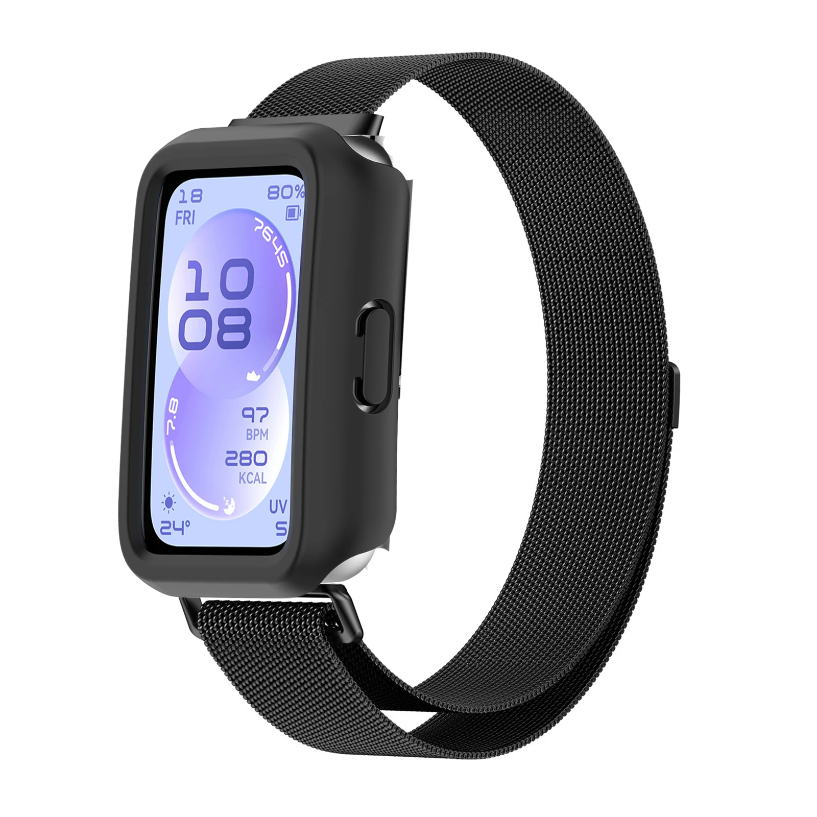 2in1 Magnetic Band Hollow Case For Huawei Band 11 Pro NFC Milanese Loop Strap Hard PC Bumper Frame For Huawei Band 11 NFC Cover
