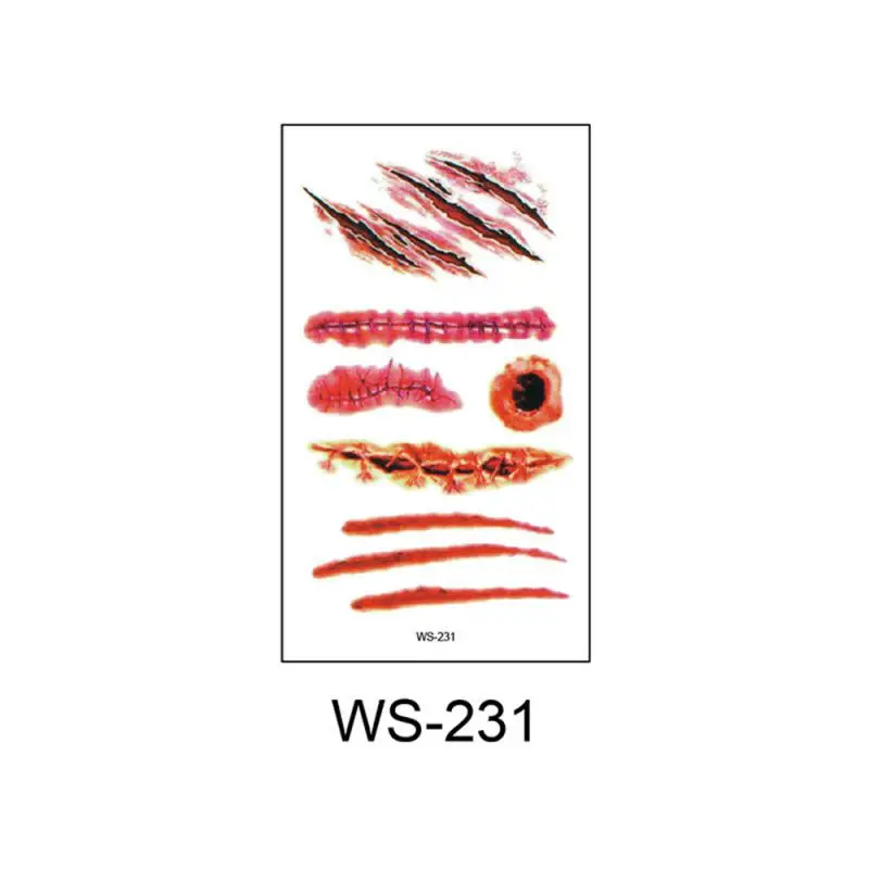 Halloween Horror Wound Stickers Blood Injury Fake Scab Scar Scary Temporary Scar Tattoos Stickers Holiday DIY Party Decorations