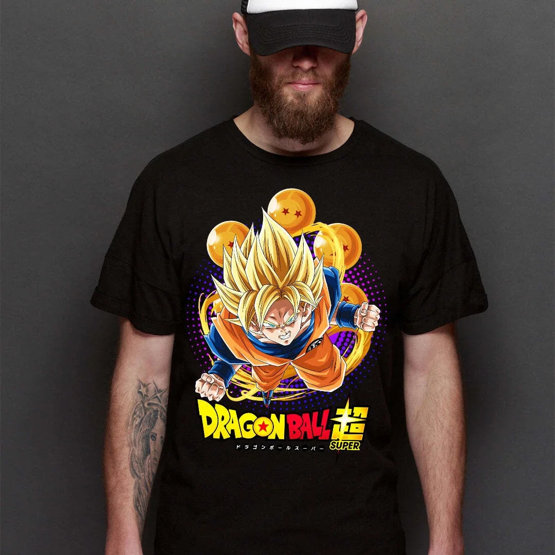 

Men's Goku Vintage Dragon Ball Z T Shirt Kamehameha Short Sleeve Super Saiyan Summer Cotton Women Tees Streetwear Casual Hip Hop