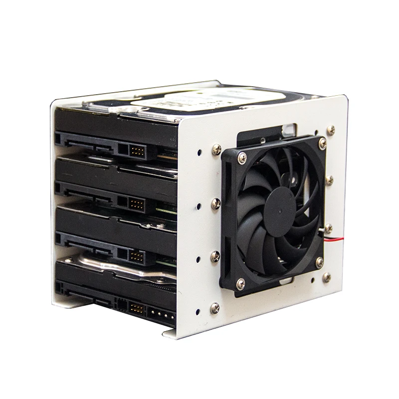 Telaio integrato staffa per disco rigido meccanico 4F disco rigido in metallo 4x3,5 ventola di espansione sovrapposta raffreddamento per custodia del PC
