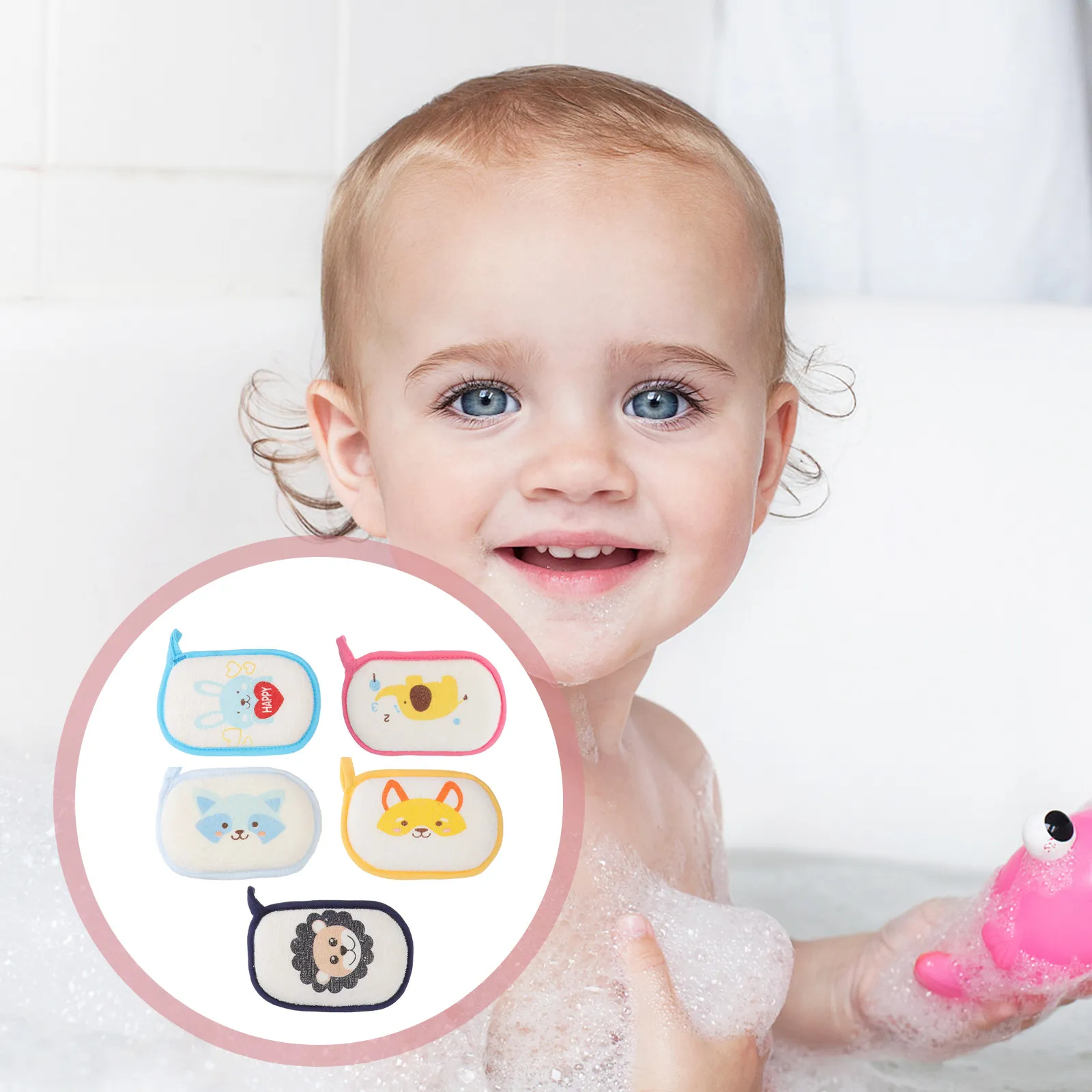 5 PCS Baby Bath Towels Sponge Soft Body Shower Sponges Loofah Kids Wiping Bathing Accessories