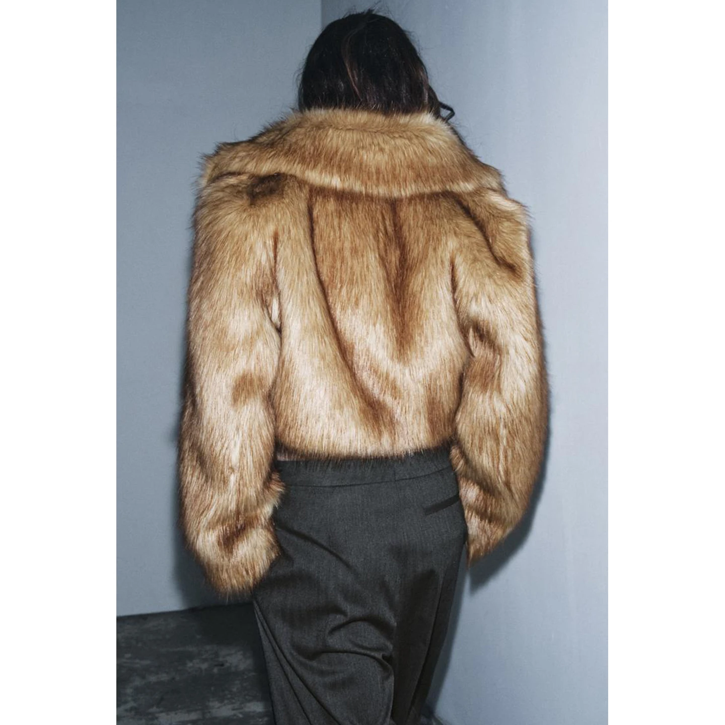 Chaqueta Casual Corta sin Mangas para Mujer, Estilo Nuevo de Otoño Invierno, Abrigo de Pelo Artificial con Cuello de Solapa d...