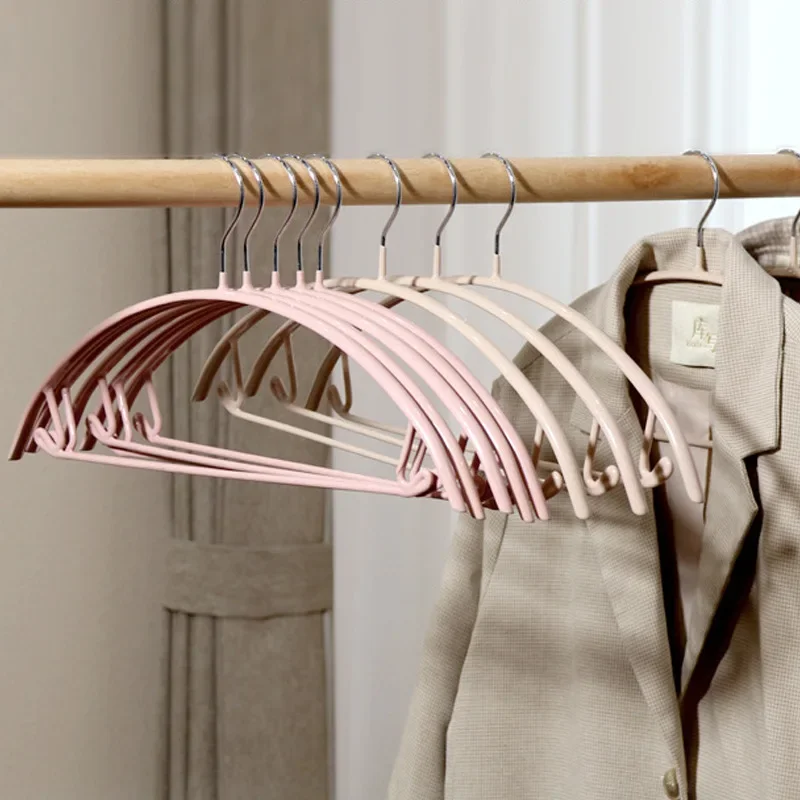 Semi Circular Hangers with Hooks, Plastic-Dipped, Metal, Non-slip, Adult Clothes Racks for Seamless, 10Pcs