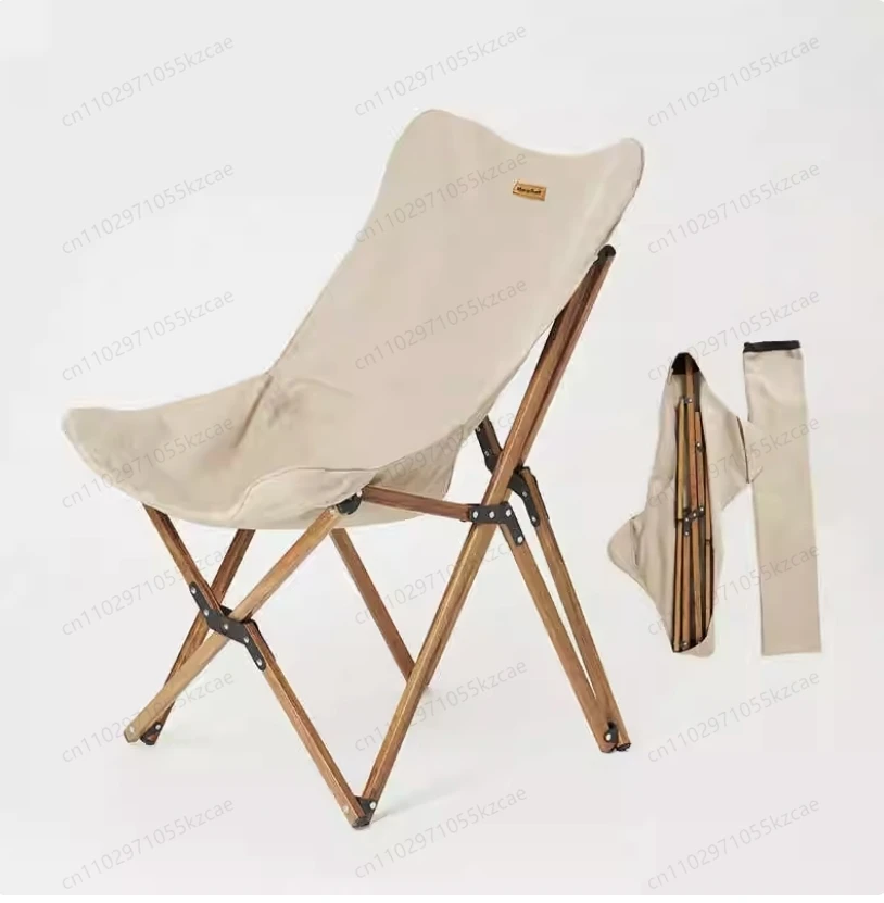 Portable Butterfly Chair: Solid Beech Wood Folding for Outdoor Fishing, Beach & Camping