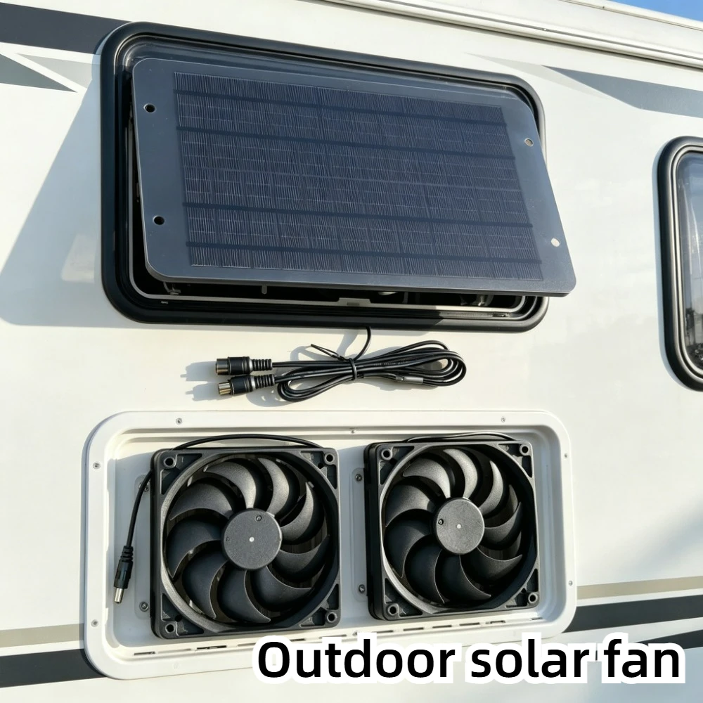 

Portable Dual Fan Solar Exhaust Cooling Kit Solar Panel Ventilation Fan for Chicken Coop Greenhouse Pet House Shed Outdoor Use