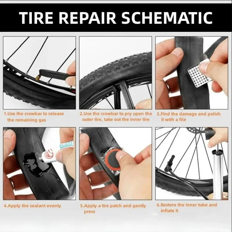 Bike Tire Repair Kit Multifunctional Bike Repair Tool Tire Puncture Repair Kit Tire Fix Self-Adhesive Tire Patch Kit Flat Tire image 2