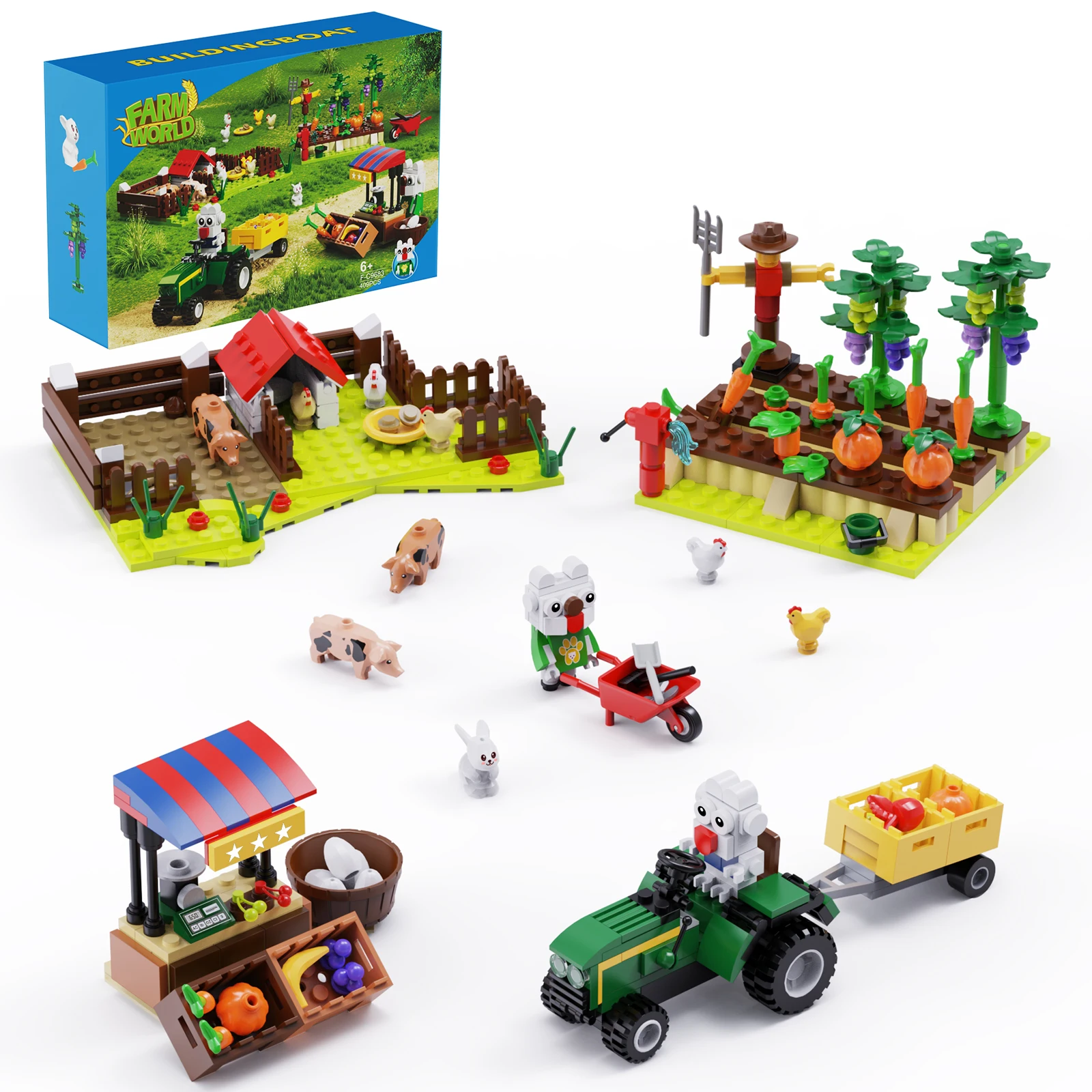 

MOC Farm World Building Block 409 Pieces Rural Life Field Animal Creative Interaction Brick Assembly Toy Children Education Gift