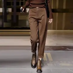 New Autumn Winter Women Vintage High Waist Woolen Suit Pants Office Elegant Lady Business Casual Solid Trousers Harem Pantalones