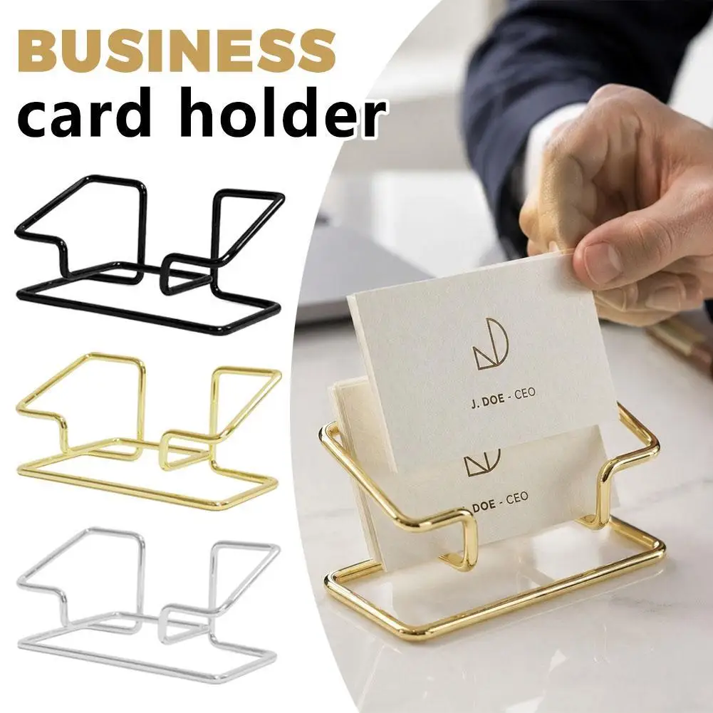 Business Card Holder Metal Desk Bracket Cards Organizer Office Desktop Decorative Modern Business Name Card Stand Display Rack